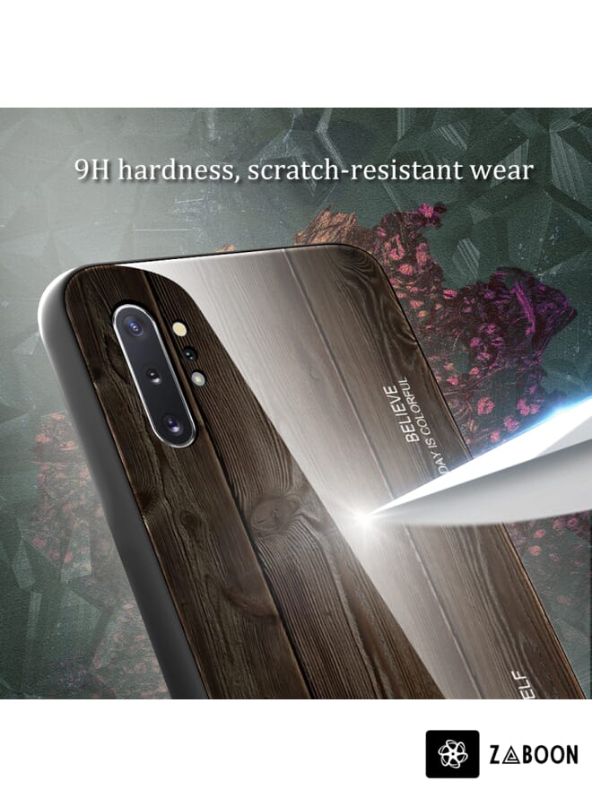 Zaboon Protective Case Cover For Samsung Galaxy Note10+ Wood Grain Tempered Glass + TPU Shockproof Case - Image 3