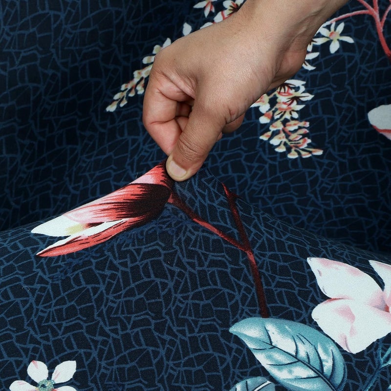 HOUSE OF QUIRK House of Quirk Universal Triple Seater Sofa Cover Big Elasticity Cover for Couch 140 GSM Sofa Slipcover Dark Blue Lotus 195230cm  - Image 3