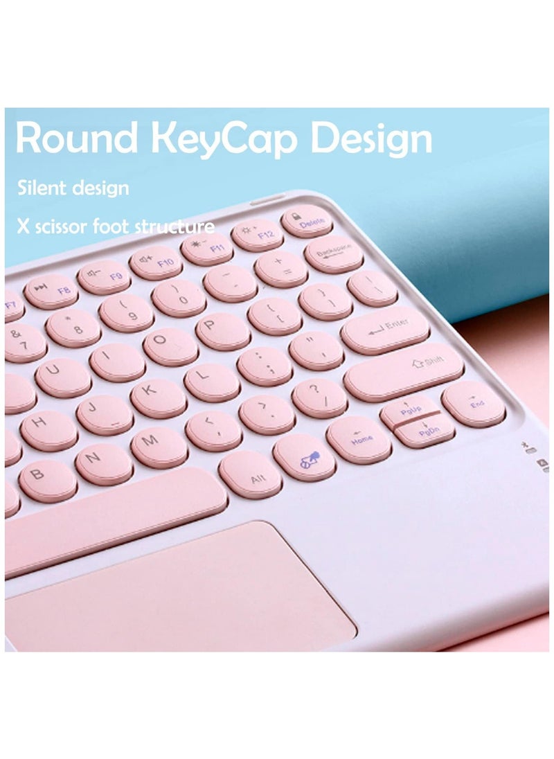 Touchpad Keyboard Case for Xiaomi Pad 6 6 Pro 11.0 Inch Tablet Invisible Pen Slot Keyboard Case Cover with Cute Round Key Detachable TouchPad Keyboard Mouse