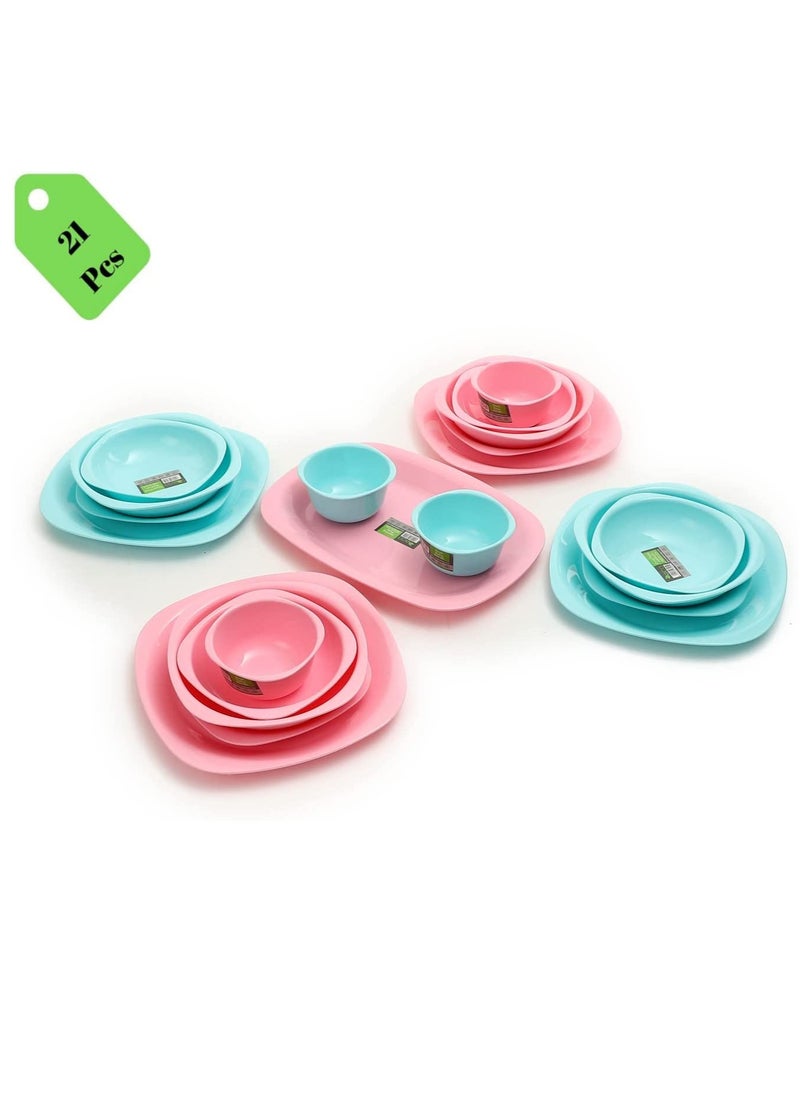 21-Piece Dinnerware Plates Set - Pink/Turquoise - pzsku/ZB530C0D2DC30687A2616Z/45/_/1731414750/84c603ed-c13c-449b-bfa1-f767d447615d