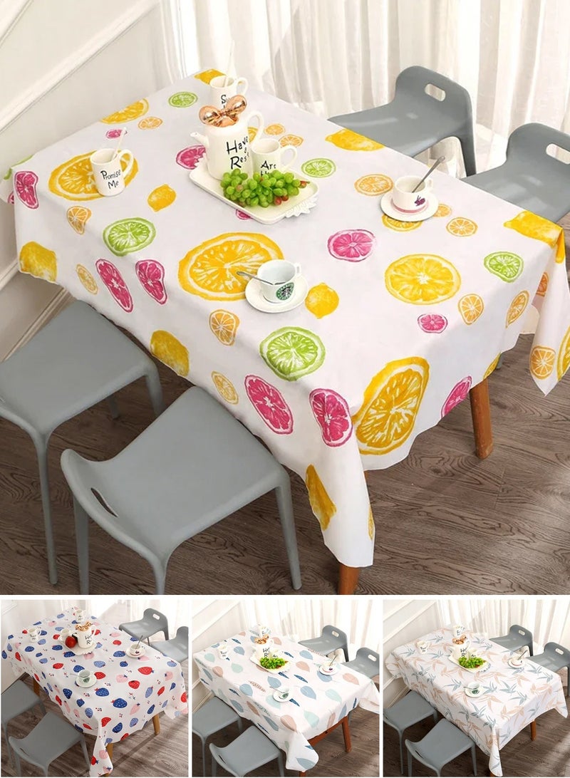 هومار كيت مفارش طاولة بلاستيكية للاستخدام مرة واحدة، عبوة من 4 قطع، مقاس 137×180 سم، أغطية طاولة مستطيلة قابلة لإعادة الاستخدام، مفرش طاولة مقاوم للماء ومضاد للتجاعيد، مثالي للحفلات والمناسبات (فاكهة + أوراق) - Image 1