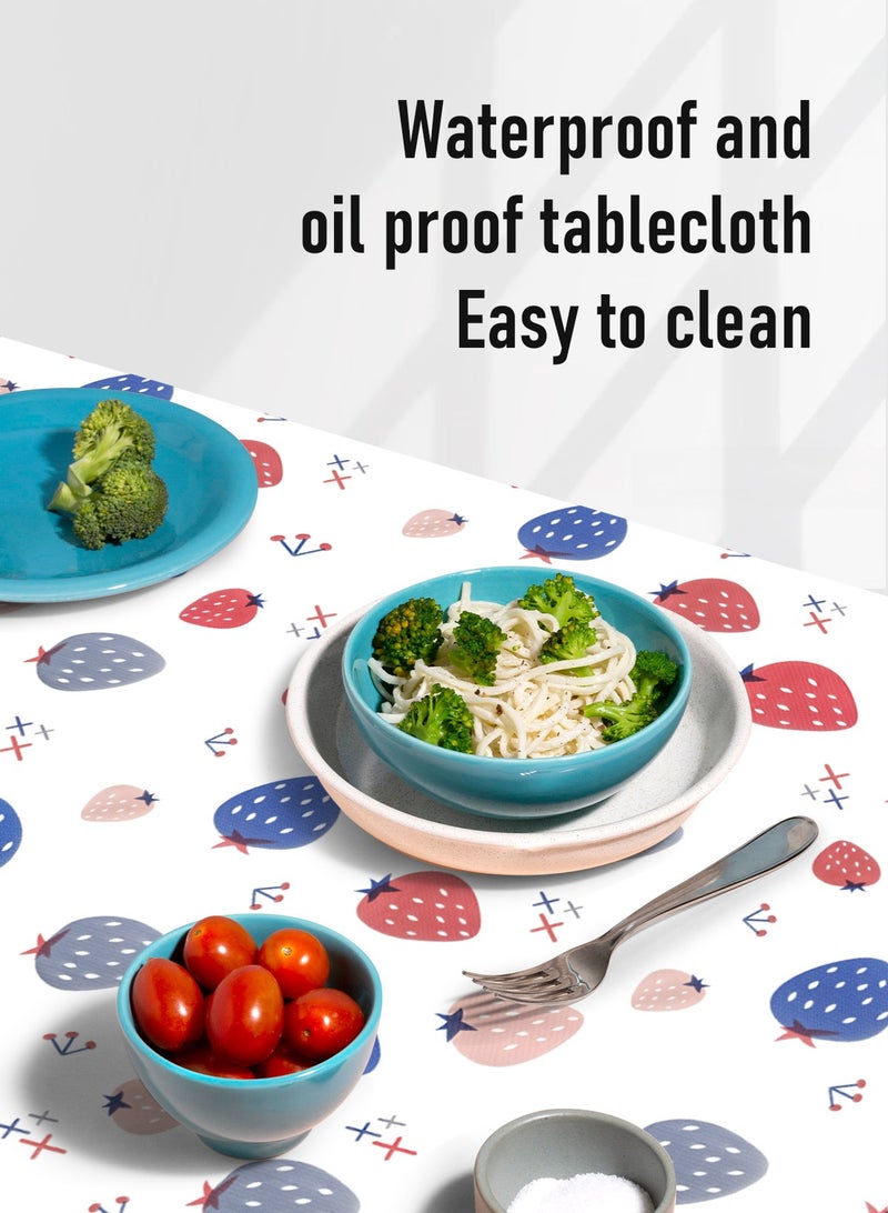 هومار كيت مفارش طاولة بلاستيكية للاستخدام مرة واحدة، عبوة من 4 قطع، مقاس 137×180 سم، أغطية طاولة مستطيلة قابلة لإعادة الاستخدام، مفرش طاولة مقاوم للماء ومضاد للتجاعيد، مثالي للحفلات والمناسبات (فاكهة + أوراق) - Image 2