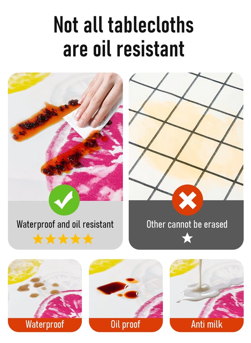 هومار كيت مفارش طاولة بلاستيكية للاستخدام مرة واحدة، عبوة من 4 قطع، مقاس 137×180 سم، أغطية طاولة مستطيلة قابلة لإعادة الاستخدام، مفرش طاولة مقاوم للماء ومضاد للتجاعيد، مثالي للحفلات والمناسبات (فاكهة + أوراق) - Image 3