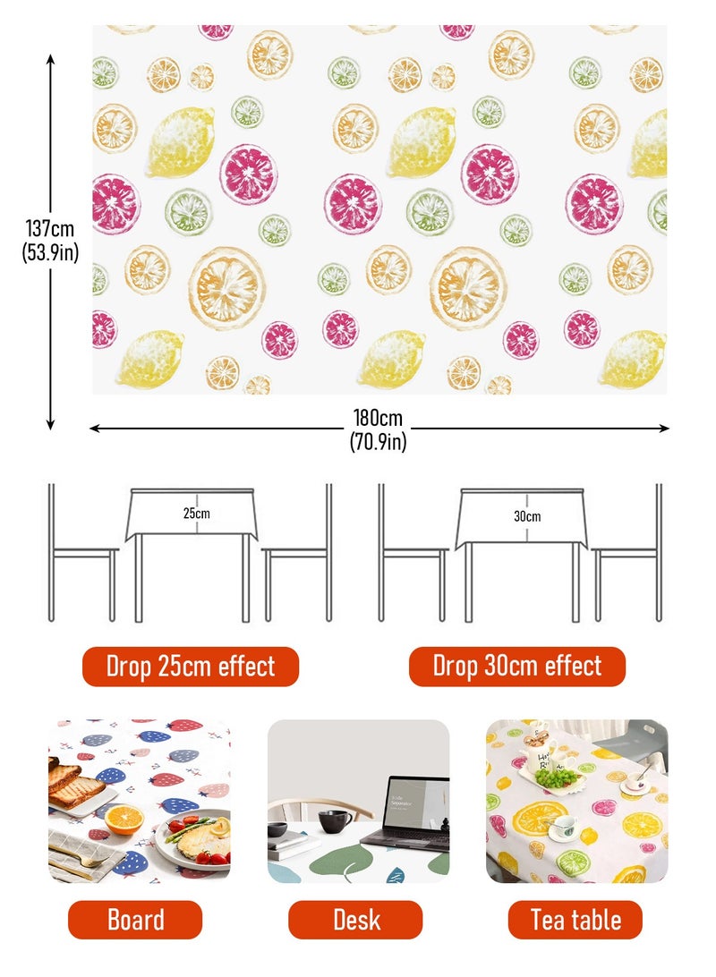 هومار كيت مفارش طاولة بلاستيكية للاستخدام مرة واحدة، عبوة من 4 قطع، مقاس 137×180 سم، أغطية طاولة مستطيلة قابلة لإعادة الاستخدام، مفرش طاولة مقاوم للماء ومضاد للتجاعيد، مثالي للحفلات والمناسبات (فاكهة + أوراق) - Image 4