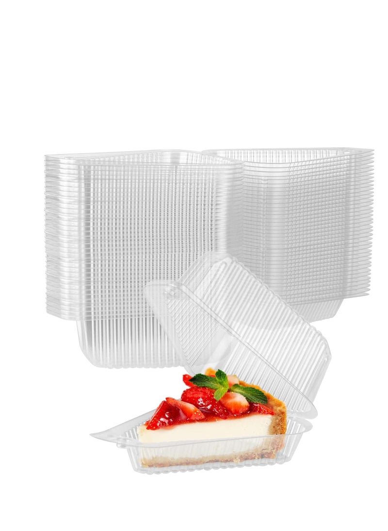 Generic - Clear Plastic Cake Slice Container with Hinged Lid Single Slice Container for Cake or Pie 7-10 Inch Diameter Cheesecake or Tres Leches 50 Pieces - Image 1