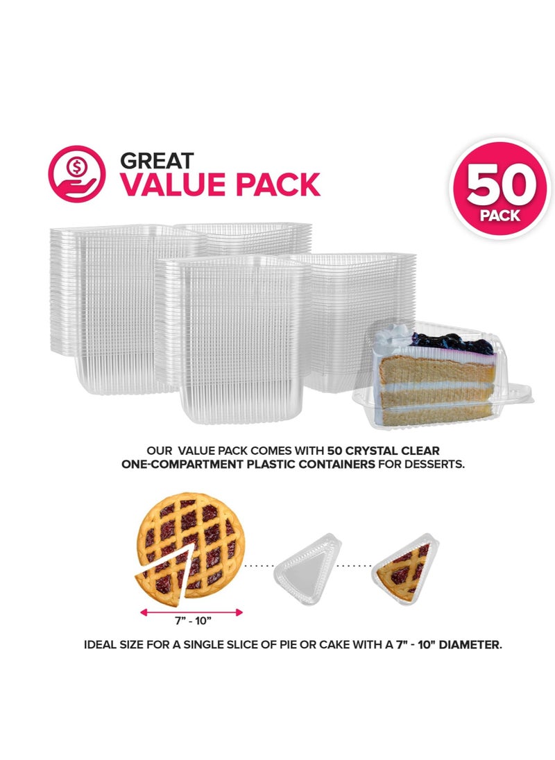 Generic - Clear Plastic Cake Slice Container with Hinged Lid Single Slice Container for Cake or Pie 7-10 Inch Diameter Cheesecake or Tres Leches 50 Pieces - Image 1