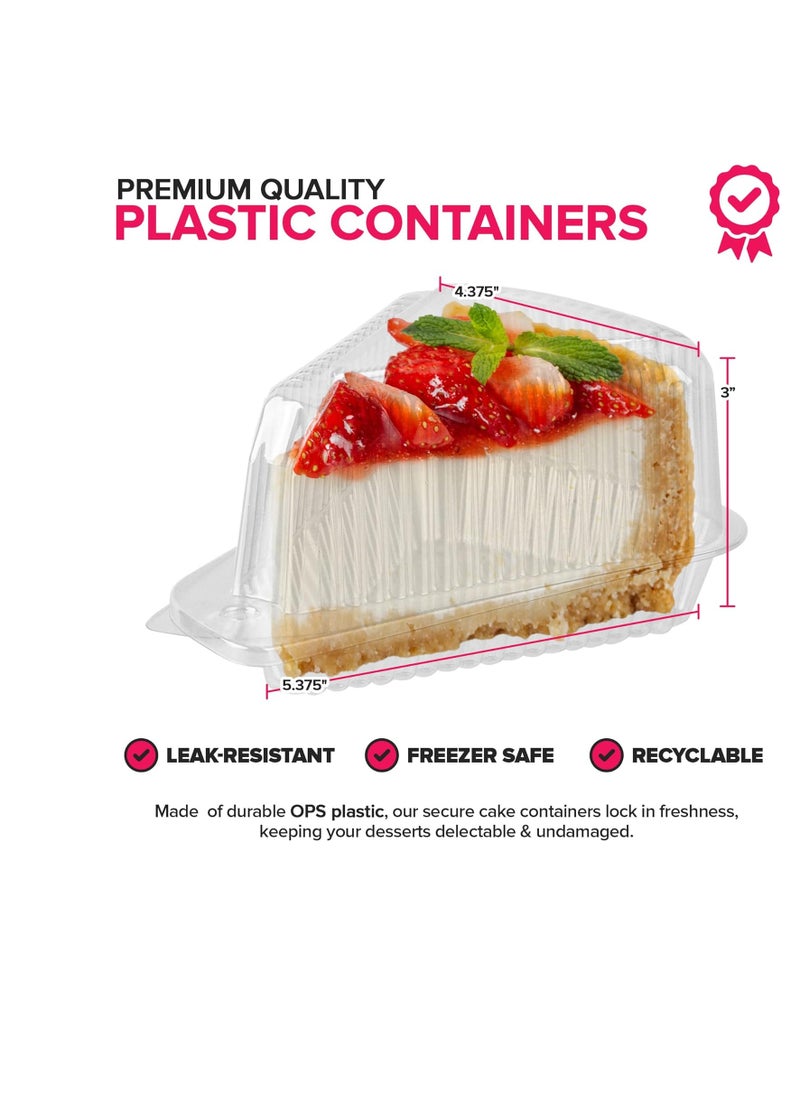 Generic - Clear Plastic Cake Slice Container with Hinged Lid Single Slice Container for Cake or Pie 7-10 Inch Diameter Cheesecake or Tres Leches 50 Pieces - Image 1