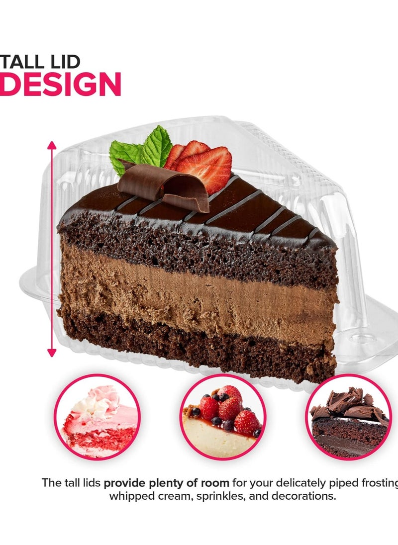 Generic - Clear Plastic Cake Slice Container with Hinged Lid Single Slice Container for Cake or Pie 7-10 Inch Diameter Cheesecake or Tres Leches 50 Pieces - Image 1