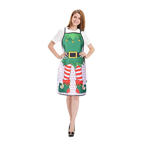 Lvydec 2 Pack Christmas Funny Elf Apron Clearance, Cute Kitchen Chef Bib BBQ Cooking Aprons for Adult，Holiday Kitchen Apron Funny Creative Apron Dress Christmas - Image 5