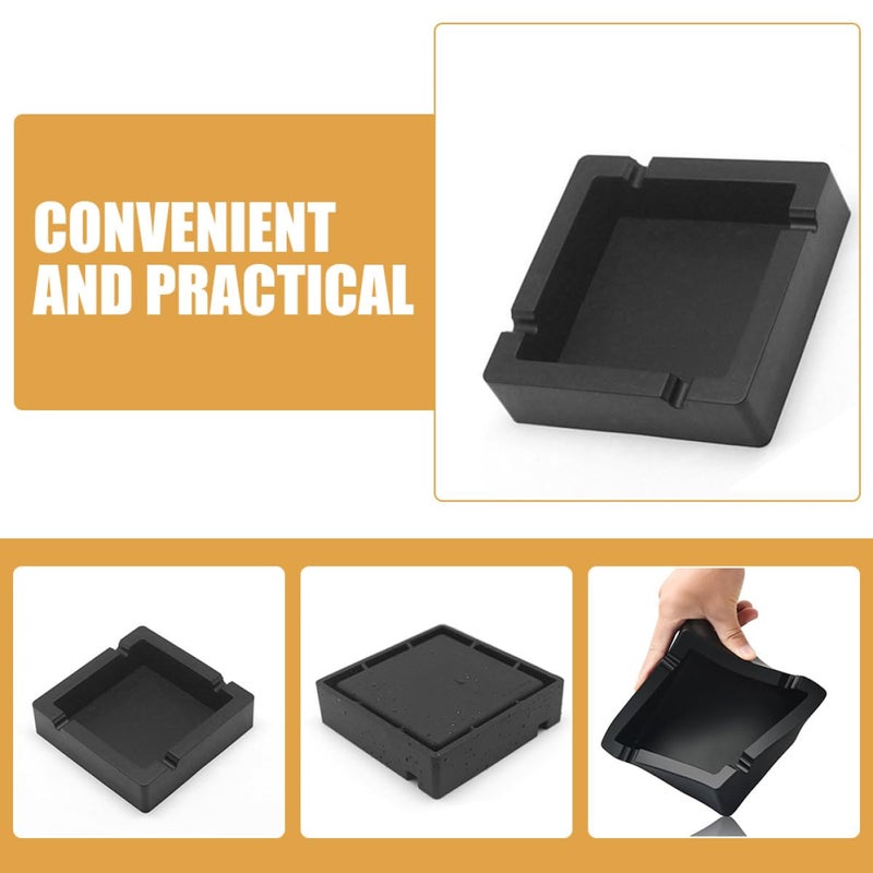 Large Black Silicone Ashtray High Temperature Resistant Square Cigarette Butt Container for Home Hotel Use - Image 5