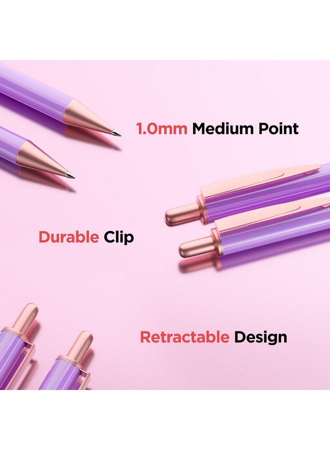 Sooez Metal Pens 4Pcs, Ballpoint Pens Retractable, Ballpoint Smooth Writing Pens, 1.0Mm Medium Point, Cute Pens Fancy Pens Gifts For Women Coworkers Teacher Wedding Office, Stocking Stuffers, Pink - Image 3
