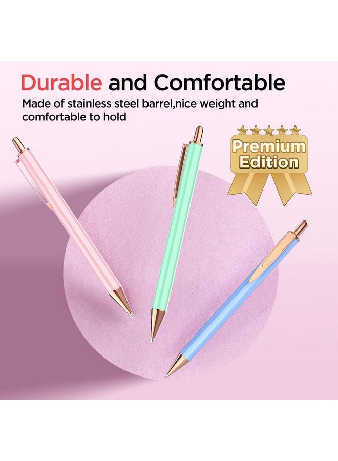 Sooez Metal Pens 4Pcs, Ballpoint Pens Retractable, Ballpoint Smooth Writing Pens, 1.0Mm Medium Point, Cute Pens Fancy Pens Gifts For Women Coworkers Teacher Wedding Office, Stocking Stuffers, Pink - Image 2
