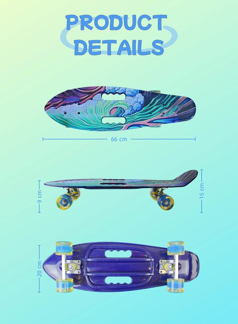 إيزي فيتشور لوح تزلج EASY FUTURE Penny Board للأطفال من سن 6 إلى 12 عامًا - لوح تزلج قصير كامل Cruiser Board للشباب والمراهقين والمبتدئين بما في ذلك مجموعة معدات الحماية الكاملة - Image 2
