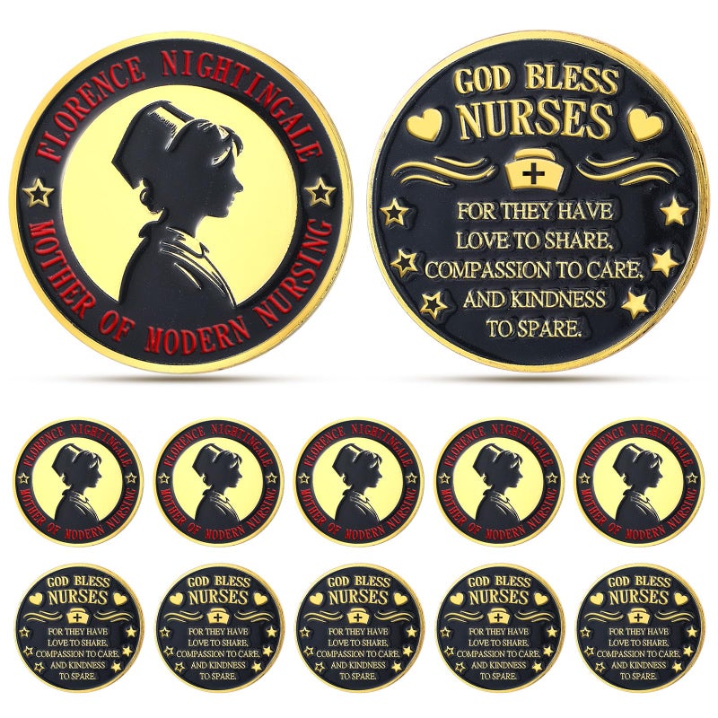 WinnerWhy 10 Pcs Nurse Challenge Coins Nurse Prayer Coins God Bless Nurses Keepsake Pocket Token Coin Christmas Appreciation Gifts for Nurses Bulk RN Health Care Workers Nursing Students - Image 3