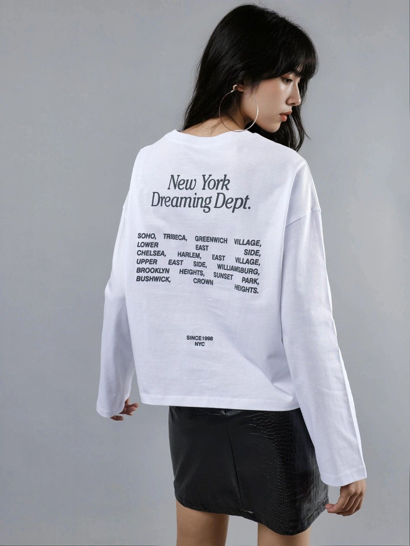 Busem Relaxed Fit Long Sleeve Crew Neck Back Printed Top - Image 1