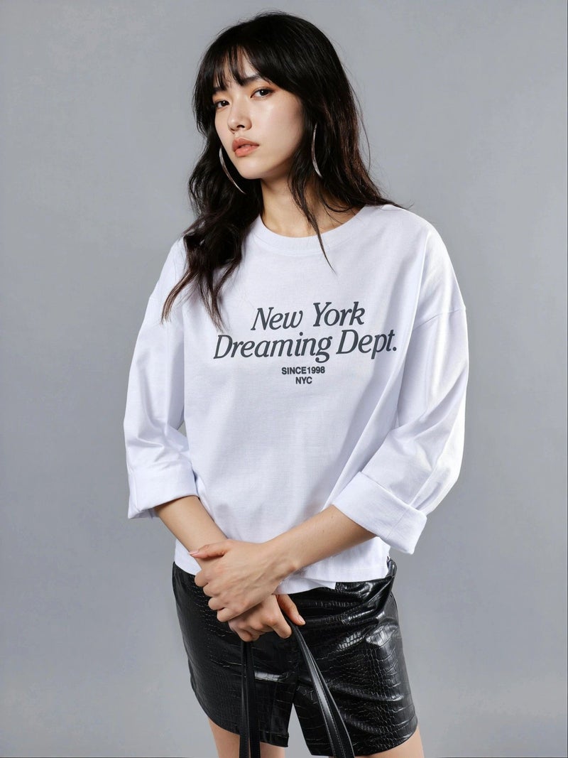 Busem Relaxed Fit Long Sleeve Crew Neck Back Printed Top - Image 2