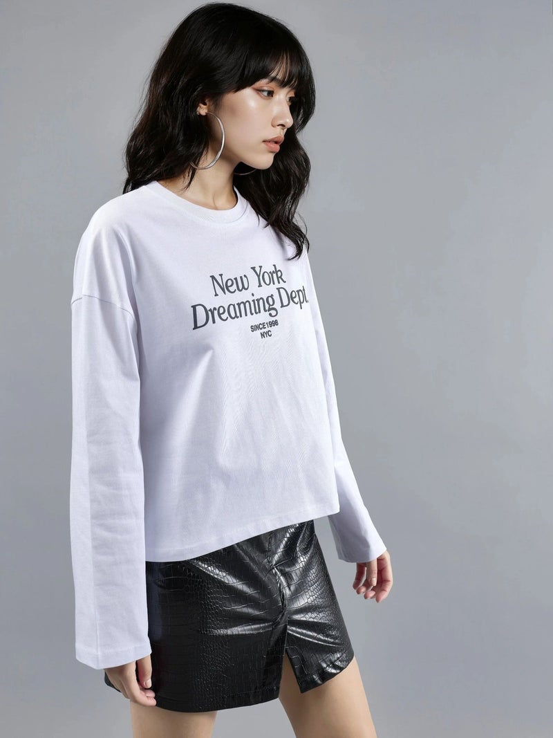 Busem Relaxed Fit Long Sleeve Crew Neck Back Printed Top - Image 4