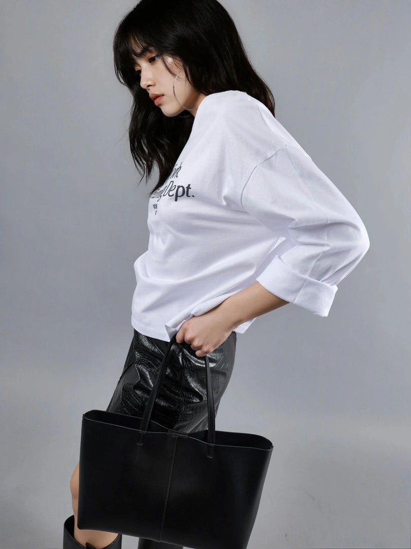 Busem Relaxed Fit Long Sleeve Crew Neck Back Printed Top - Image 3