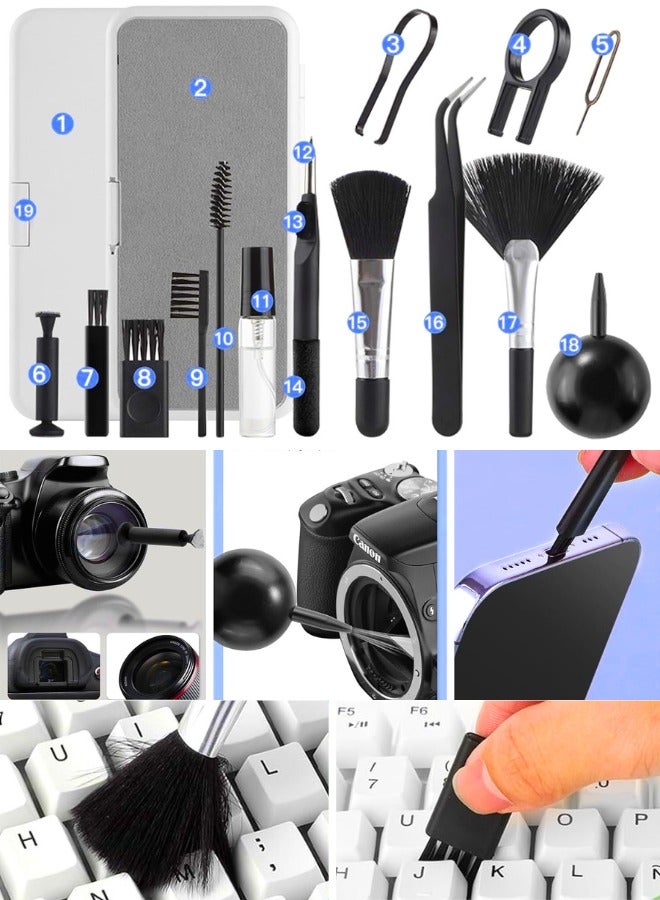 Chase Up Computer & Laptop Keyboard Cleaning Kit 19-in-1, Multi-Function Electronics Cleaner, with Brushes, Microfiber Cloth, Key Puller & More for Cellphones, Earbuds, Cameras, Monitors, TVs (Black) - Image 2