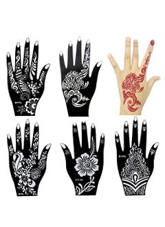 XMASIR Xmasir 6 Sheets India Henna Tattoo Stencil Kit for Women Girl Hand Art Painting Temporary Tattoo Sticker Glitter Templates 787 x 4 