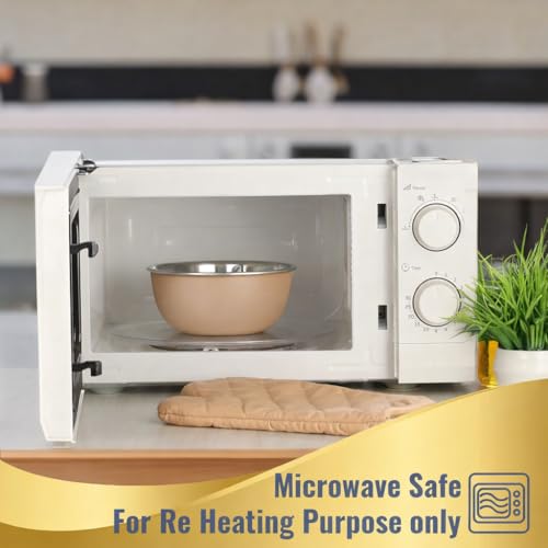 Zaib Microwave Safe Stainless Steel Mixing Bowl Set with Lids | Euro Design Food Storage Bowls for Kitchen | 3-Piece Set (500 ml, 750 ml, 1250 ml) Sand Brown 3 WL - Image 5