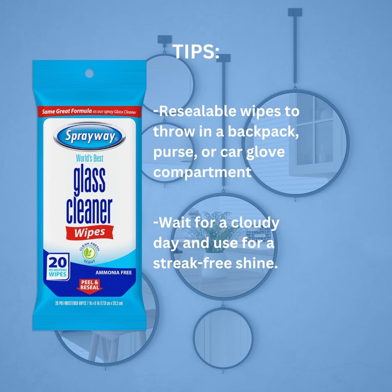 Sprayway SW199R Ammonia-Free Glass Cleaner Wipes, Fresh Scent, 20 Count - Image 4