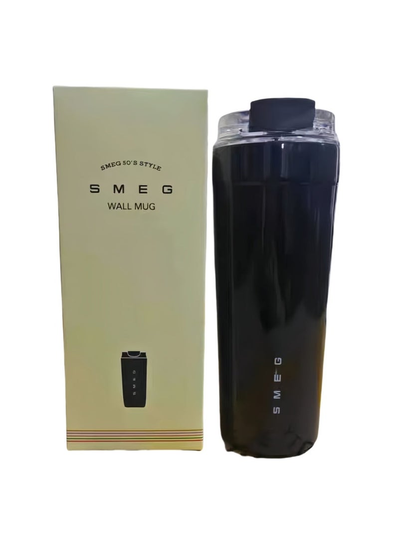 SMEG 550ML Coffee Mug,Insulated Beverage Cup With Leakproof Lid, Travel Portable Car Drinking Cupï¼316 Stainless Steel Vacuum Leak proof Thermos Cup, Black - Image 1