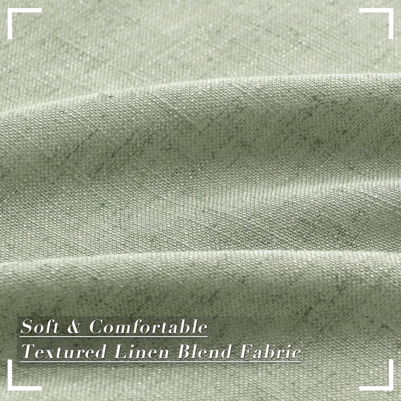 Joywell Sage Green Back Tab Linen Curtains 102 Inches Long 2 Panels for Living Room Bedroom Neutral Boho Farmhouse Rustic Light Filtering Semi Sheer Curtains Window Treatment 52x102 - Image 5