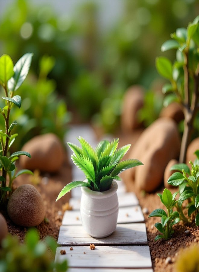 Jizlan Green Miniature Dollhouse Plant, Mini Potted Plant Flower Model Ornament, DIY Accessories, Shooting Props - Image 5