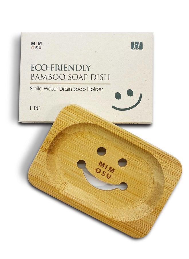 mimosu Bamboo Soap Dish with Drain - Rice Water Shampoo Bar Holder for Soap Saver, Natural Wood Soap Tray Bar Soap Container, Bathroom Accessories, Eco Friendly, Zero Waste - Image 1