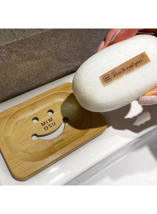 mimosu Bamboo Soap Dish with Drain - Rice Water Shampoo Bar Holder for Soap Saver, Natural Wood Soap Tray Bar Soap Container, Bathroom Accessories, Eco Friendly, Zero Waste - Image 4