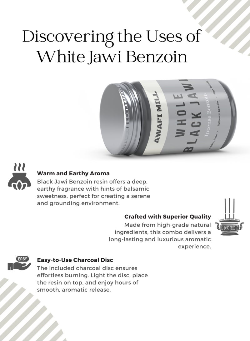 Awafi Mill Black Jawi Benzoin Incense | Luxurious Vanilla Aromatic Smoke with Charcoal Tablet - Image 2