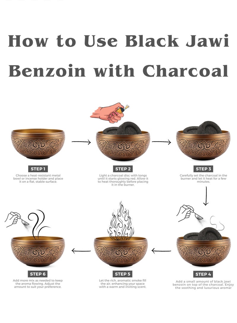 Awafi Mill Black Jawi Benzoin Incense | Luxurious Vanilla Aromatic Smoke with Charcoal Tablet - Image 4