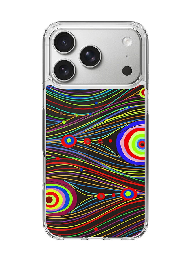 Stylizedd Classic Clear MagSafe Case for iPhone 17 Pro , Hybrid Soft Case Flexible Edges Anti Drop TPU PC Gel Thin Transparent Cover [ Designed for iPhone 17 Pro ] - Peacock Eyes Full Print