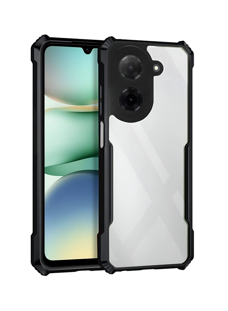 Wtech Xiaomi Redmi A5 4G 2025 Hybrid TPU Silicone with Raised Armour Bumpers Slim Case Cover - Clear/Black - Image 1