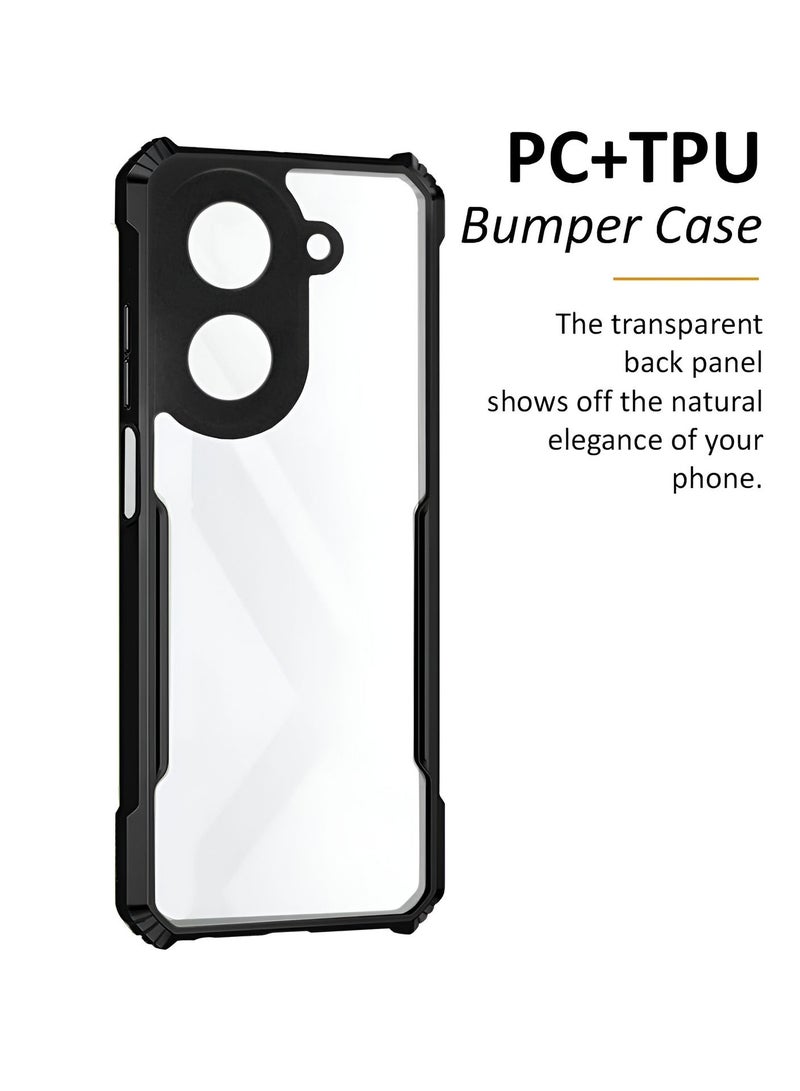 Wtech Xiaomi Redmi A5 4G 2025 Hybrid TPU Silicone with Raised Armour Bumpers Slim Case Cover - Clear/Black - Image 2