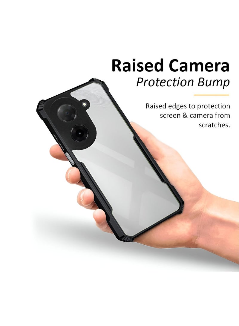 Wtech Xiaomi Redmi A5 4G 2025 Hybrid TPU Silicone with Raised Armour Bumpers Slim Case Cover - Clear/Black - Image 3