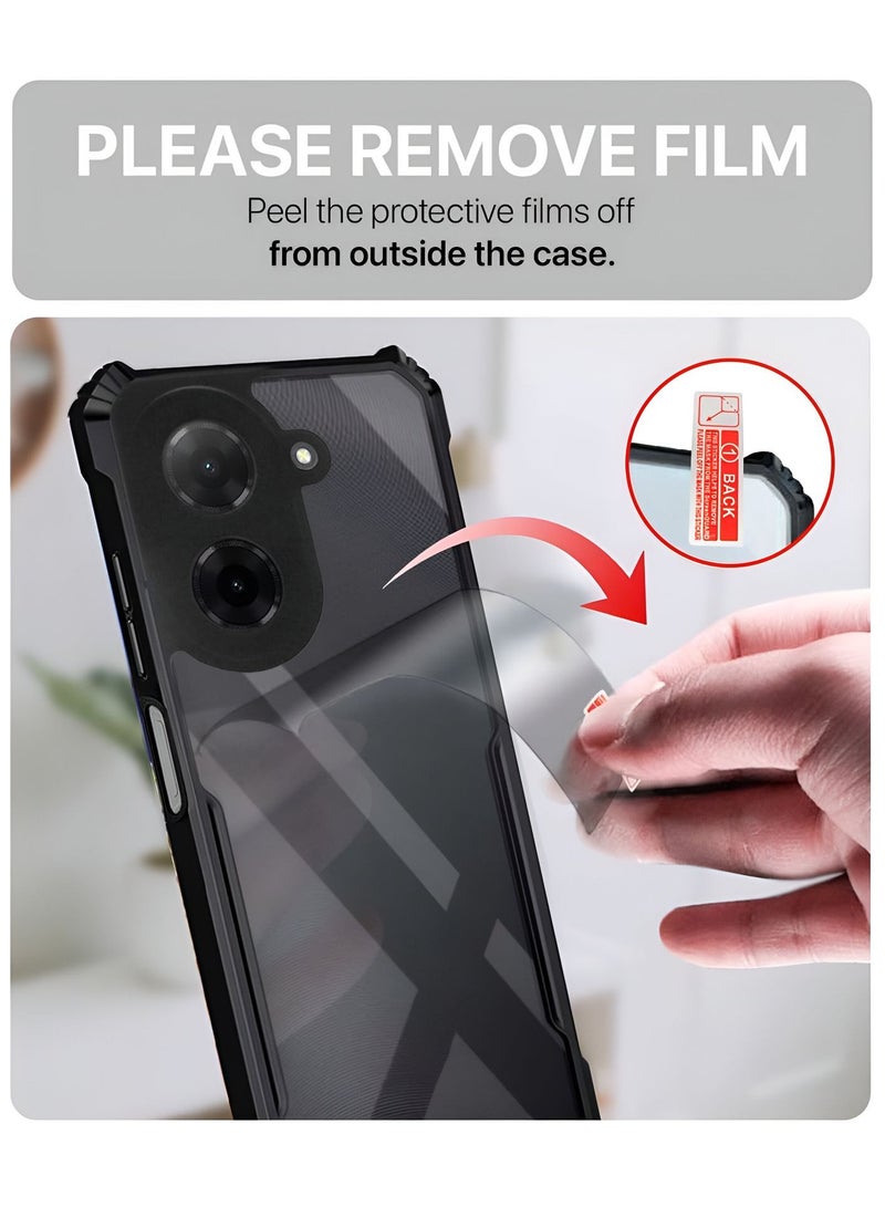 Wtech Xiaomi Redmi A5 4G 2025 Hybrid TPU Silicone with Raised Armour Bumpers Slim Case Cover - Clear/Black - Image 4