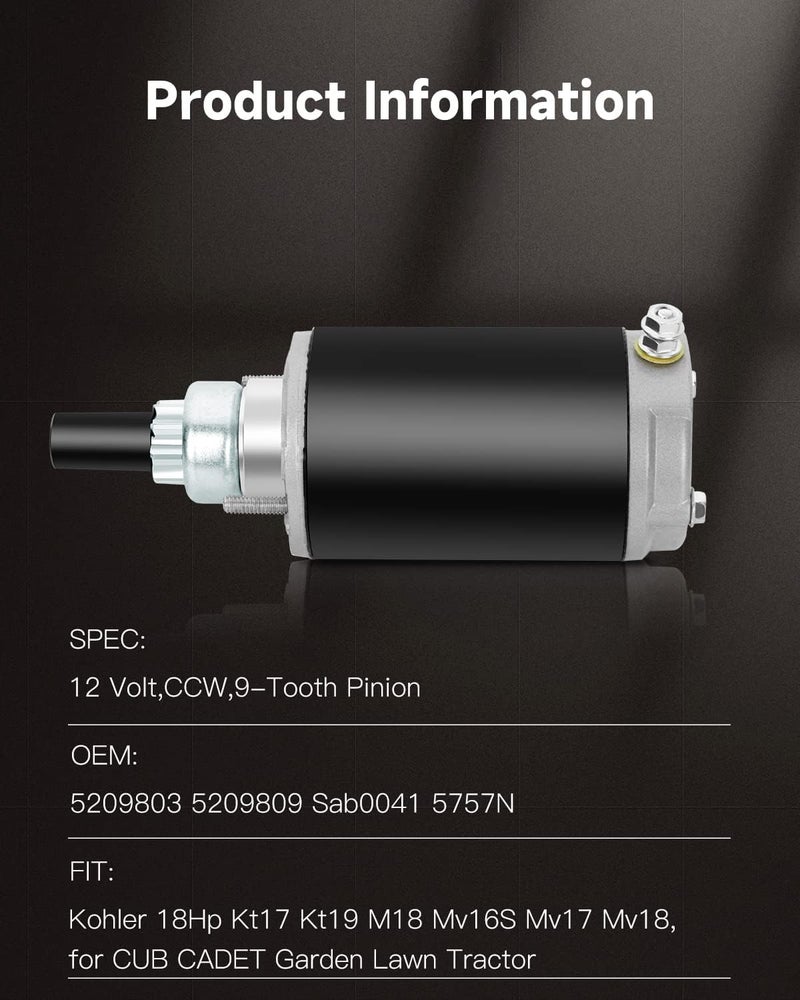 OCPTY New Starter for Kohler 18HP Engines and Cub Cadet Lawn Tractors - Image 2