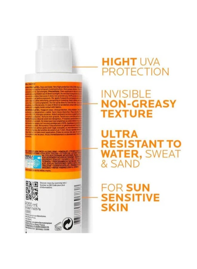 لاروش بوزيه بخاخ أنثيليوس غير مرئي بعامل حماية من الشمس 50+ معطر 200 مل - Image 3