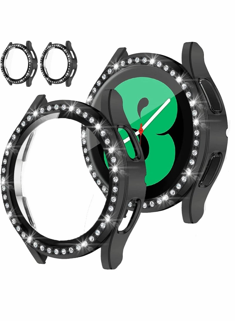 Captaintech Glass Protector, Case Cover Screen Protector, Protective Bumper Cover, for Samsung Galaxy Watch 4 40mm, Black 2 Pack - Image 1