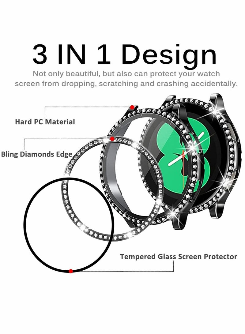 Captaintech Glass Protector, Case Cover Screen Protector, Protective Bumper Cover, for Samsung Galaxy Watch 4 40mm, Black 2 Pack - Image 2