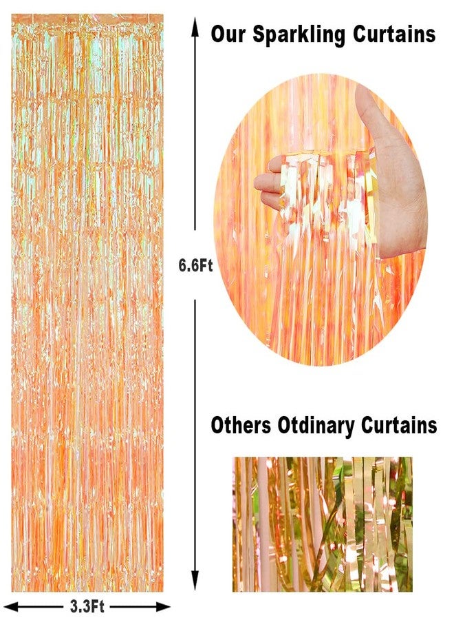 BEAYFILY 3 Pack Fringe Curtains Party Decorations,Tinsel Backdrop Curtains for Parties,Photo Booth Wedding Graduations Birthday Christmas Event Party Supplies (Transparent Orange) - Image 4