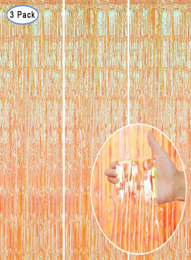 BEAYFILY 3 Pack Fringe Curtains Party Decorations,Tinsel Backdrop Curtains for Parties,Photo Booth Wedding Graduations Birthday Christmas Event Party Supplies (Transparent Orange) - Image 2