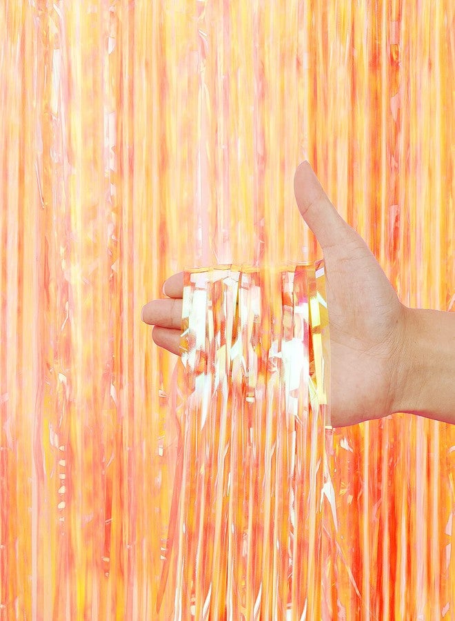 BEAYFILY 3 Pack Fringe Curtains Party Decorations,Tinsel Backdrop Curtains for Parties,Photo Booth Wedding Graduations Birthday Christmas Event Party Supplies (Transparent Orange) - Image 1