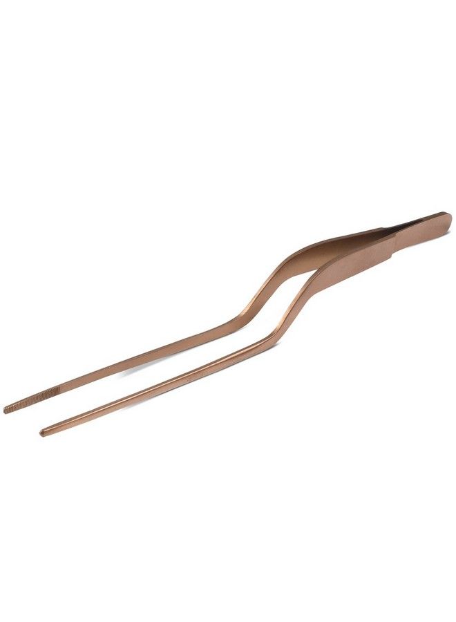 JB Prince Rose Gold Colored Offset Fine Tip Tweezer 7.8" - Image 1