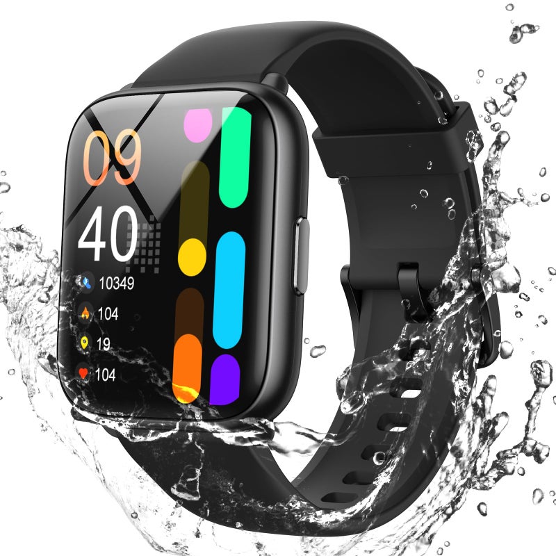 Parsonver Smart Watch, 5ATM Waterproof Watch for Swimming, Fitness Activity Tracker with 100+ Sport Modes, Heart Rate/Sleep/SpO2/Steps Monitor, 1.8" HD Screen Fitness Watch for Android & iPhone, Black - Image 1