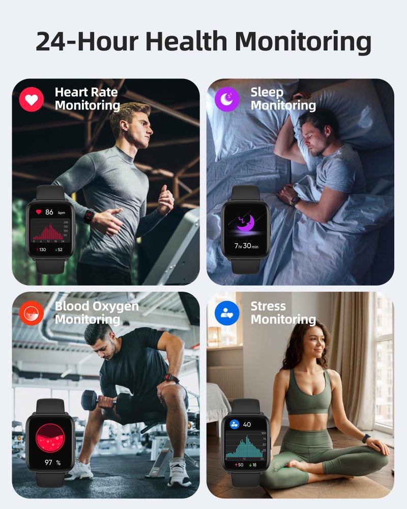 Parsonver Smart Watch, 5ATM Waterproof Watch for Swimming, Fitness Activity Tracker with 100+ Sport Modes, Heart Rate/Sleep/SpO2/Steps Monitor, 1.8" HD Screen Fitness Watch for Android & iPhone, Black - Image 4
