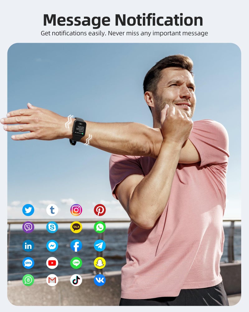 Parsonver Smart Watch, 5ATM Waterproof Watch for Swimming, Fitness Activity Tracker with 100+ Sport Modes, Heart Rate/Sleep/SpO2/Steps Monitor, 1.8" HD Screen Fitness Watch for Android & iPhone, Black - Image 5