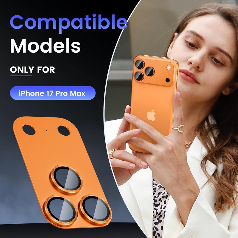 Tensea for iPhone 17 Pro Max Camera Lens Protector, Metal Aluminum Alloy Tempered Glass Cover Camera Screen Protector Accessories, Case Friendly - Image 2